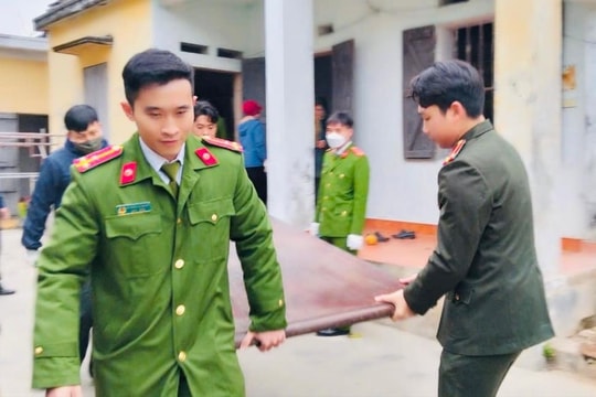 Lực lượng công an, quân sự huyện Gia Lộc hỗ trợ ngày công xây nhà cho gia đình chính sách