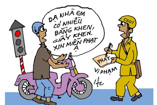 Xin miễn xử phạt vi phạm giao thông vì… có nhiều bằng khen