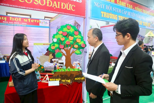 Học sinh hào hứng trải nghiệm ngày hội Stem ở huyện Kim Thành