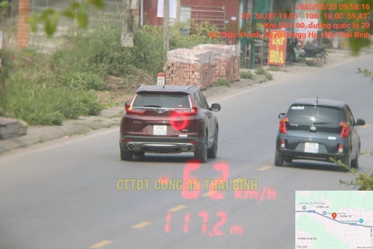 3 xe biển số Hải Dương bị phạt nguội lỗi quá tốc độ ở Thái Bình