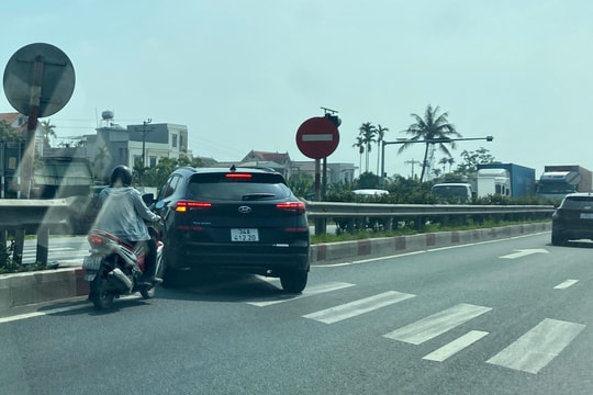 Phớt lờ biển cấm, nhiều ô tô quay đầu nguy hiểm trên quốc lộ 5 qua Kim Thành