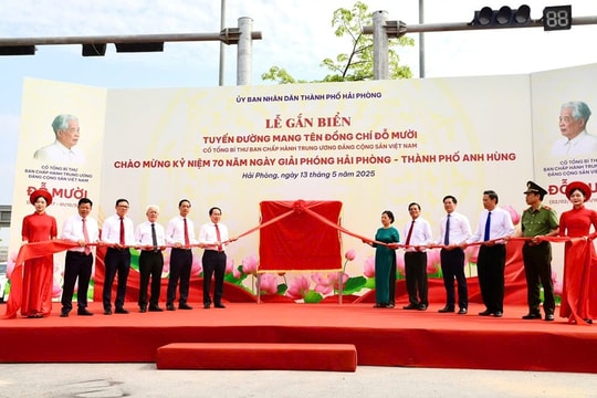 Hải Phòng gắn biển tuyến đường mang tên cố Tổng Bí thư Đỗ Mười