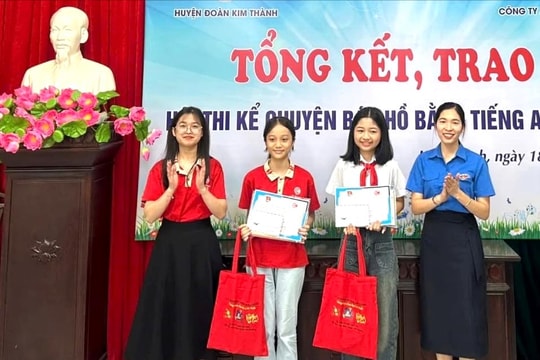 80 thanh, thiếu nhi Kim Thành tham gia Hội thi kể chuyện Bác Hồ bằng tiếng Anh