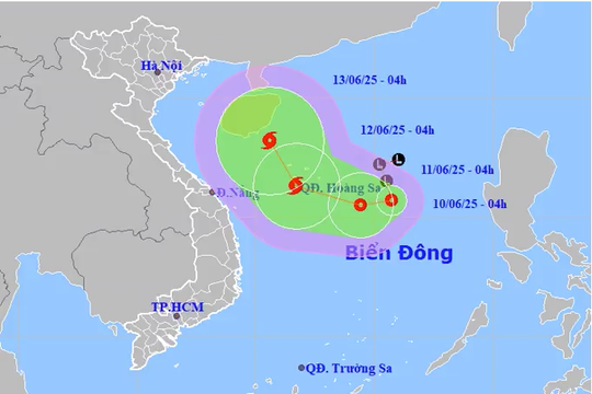 Vùng áp thấp đã mạnh lên thành áp thấp nhiệt đới