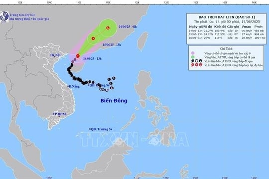 Bão số 1 giảm cấp, giật cấp 11 hướng về khu vực tỉnh Quảng Đông (Trung Quốc)