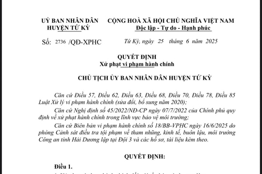 Vi phạm môi trường, Công ty Hoàng Gia Việt bị phạt hơn 50 triệu đồng