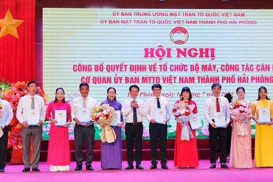 Ủy ban MTTQ TP Hải Phòng công bố các quyết định về tổ chức bộ máy, công tác cán bộ