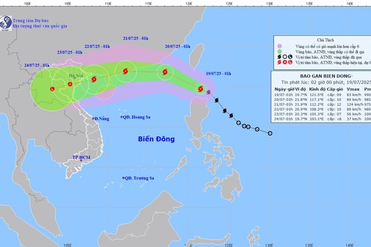 Bão Wipha đang tiến vào Biển Đông, có khả năng mạnh lên cấp 11 - 12