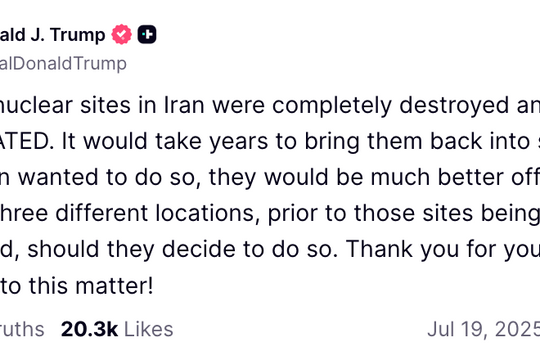 Tổng thống Trump tuyên bố sẽ xoá sổ bất kỳ cơ sở hạt nhân mới nào của Iran