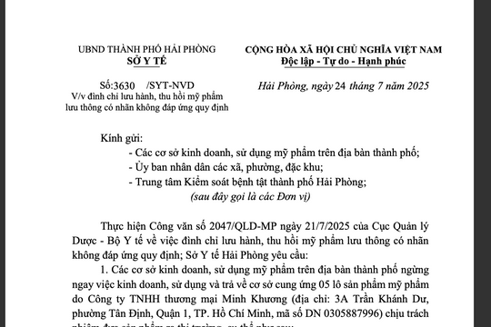 Ngừng kinh doanh, sử dụng 5 lô sản phẩm mỹ phẩm