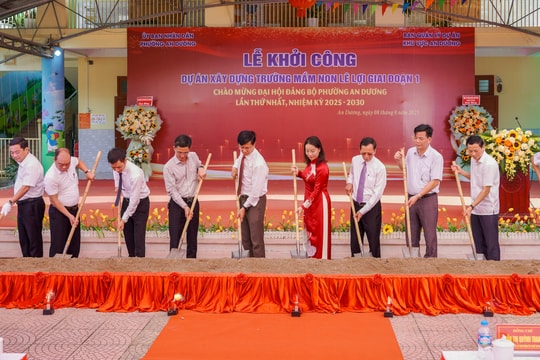 Phường An Dương khởi công, gắn biển công trình, dự án chào mừng Đại hội Đảng bộ phường