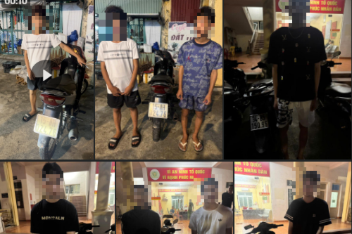 Công an xã Tiên Lãng xử lý 6 thanh thiếu niên vi phạm giao thông
