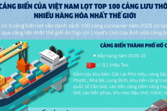Cảng biển của Hải Phòng lọt top 100 cảng lưu thông nhiều hàng hóa nhất thế giới