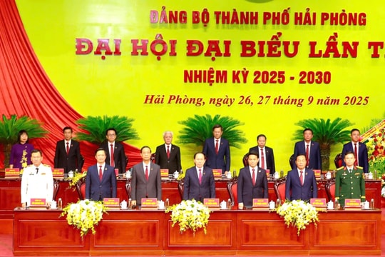 15 đồng chí tham gia Đoàn Chủ tịch Đại hội Đảng bộ thành phố Hải Phòng lần thứ I, nhiệm kỳ 2025-2030