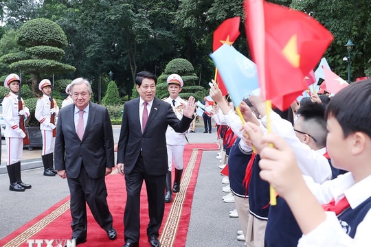 Chủ tịch nước Lương Cường chủ trì lễ đón chính thức Tổng Thư ký Liên hợp quốc