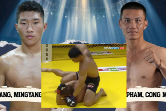 Đánh bại đối thủ Trung Quốc chỉ sau hơn 2 phút, Phạm Công Minh vô địch giải MMA thế giới