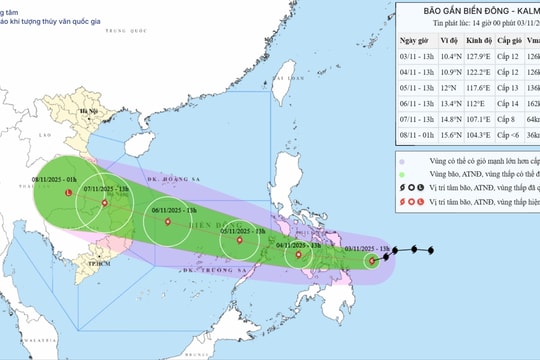 Bão Kalmaegi đang tiến nhanh vào Biển Đông, có khả năng mạnh lên cấp 14