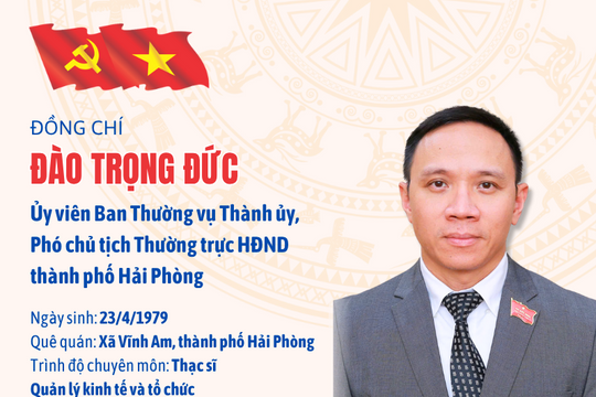Chân dung Phó chủ tịch Thường trực HĐND thành phố Hải Phòng Đào Trọng Đức