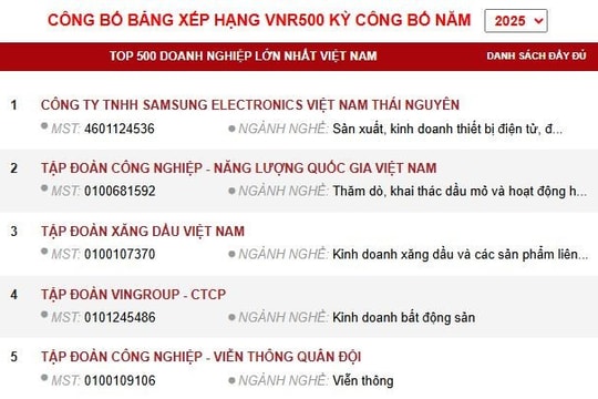 Công bố Bảng xếp hạng VNR500 - Top 500 doanh nghiệp lớn nhất Việt Nam năm 2025