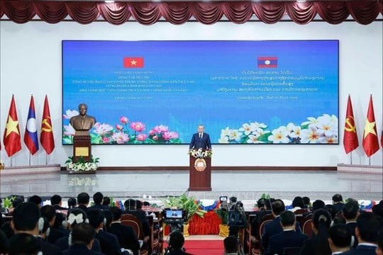 Tổng Bí thư Tô Lâm phát biểu chính sách tại Học viện Chính trị và Hành chính Quốc gia Lào