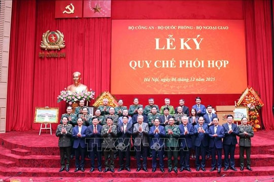 Lễ ký Quy chế phối hợp giữa Bộ Công an, Bộ Quốc phòng và Bộ Ngoại giao