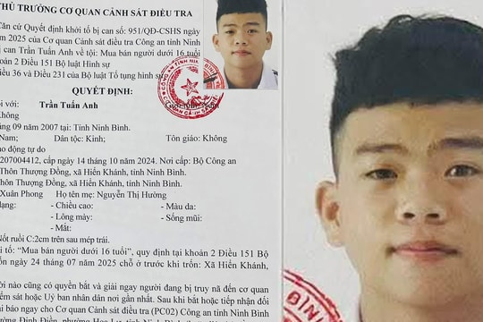 Công bố đặc điểm nhận dạng đối tượng truy nã đặc biệt 18 tuổi ở Ninh Bình