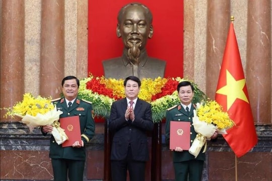 Chủ tịch nước Lương Cường chủ trì lễ trao quyết định thăng quân hàm Thượng tướng