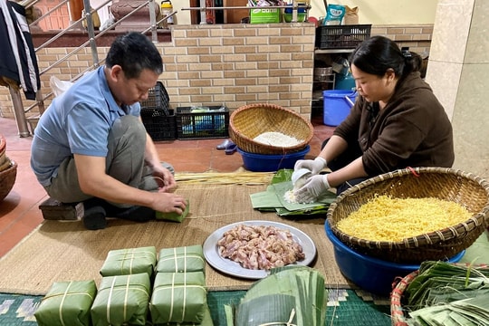 Tết về sớm ở làng bánh chưng Thủy Đường