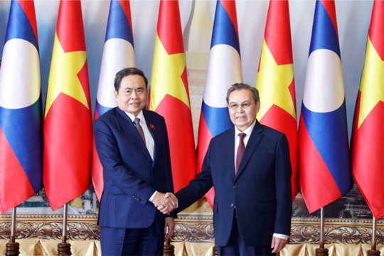 Chủ tịch Quốc hội Trần Thanh Mẫn hội kiến Chủ tịch Quốc hội Lào