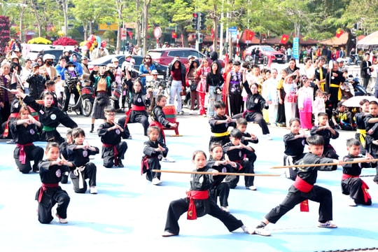 Biểu diễn võ cổ truyền, lân sư rồng mừng Đảng, mừng Xuân