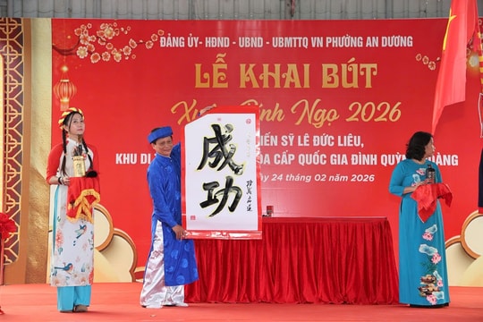 Trang trọng lễ khai bút đầu Xuân Bính Ngọ 2026 tại đền thờ Tiến sĩ Lê Đức Liêu
