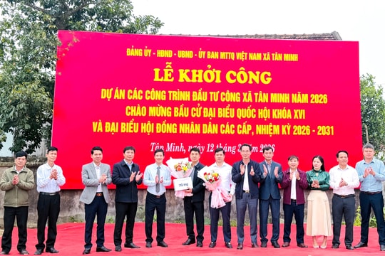 Xã Tân Minh khởi công 7 công trình chào mừng bầu cử