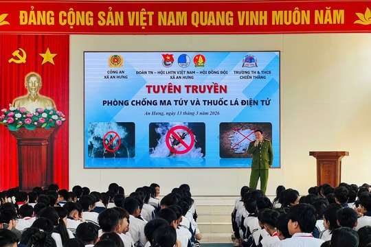 Hơn 300 học sinh xã An Hưng được tuyên truyền phòng chống ma túy, thuốc lá điện tử