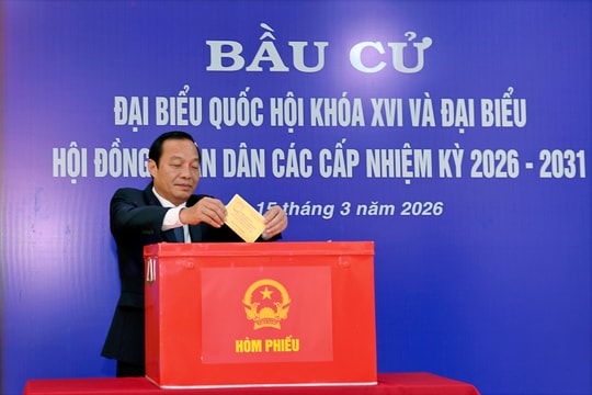 Chủ tịch HĐND thành phố Lê Văn Hiệu bỏ phiếu cùng cử tri phường Hải Dương