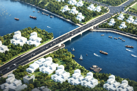 Phân luồng giao thông phục vụ thi công cầu Vàng 1 qua sông Đa Độ