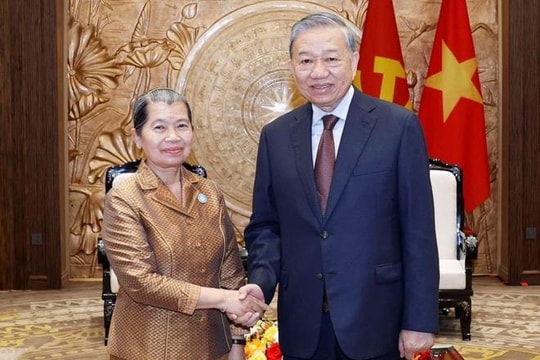 Tổng Bí thư Tô Lâm tiếp Đoàn đại biểu Hội đồng quốc gia Mặt trận đoàn kết phát triển Tổ quốc Campuchia