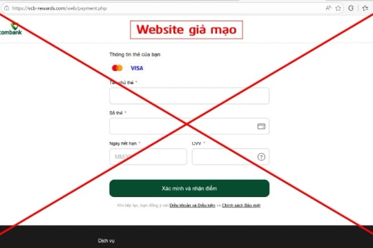 Vietcombank cảnh báo lừa đảo mạo danh tin nhắn SMS thông báo điểm thưởng