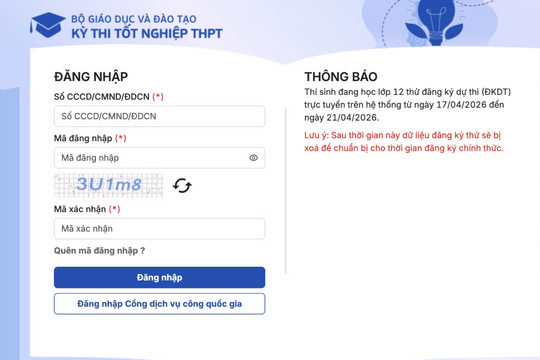 Bắt đầu thử đăng ký thi tốt nghiệp trung học phổ thông 2026 từ hôm nay