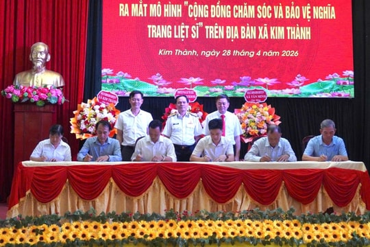 Xã Kim Thành ra mắt mô hình ‘Cộng đồng chăm sóc và bảo vệ nghĩa trang liệt sĩ’