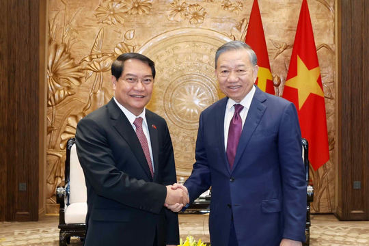 Tổng Bí thư, Chủ tịch nước Tô Lâm tiếp Bí thư Thành ủy, Chủ tịch HĐND Thủ đô Viêng Chăn (Lào)