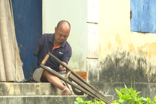 Người đàn ông một chân phủ xanh đất rừng sau bão Yagi
