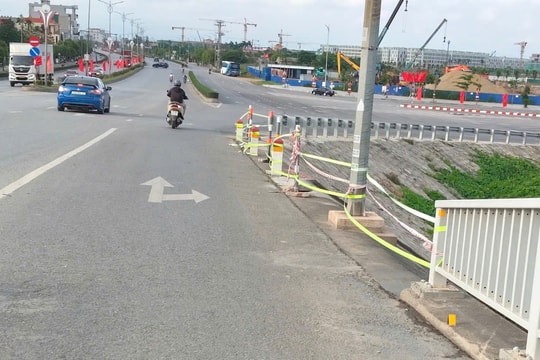 Sớm hoàn thiện lan can an toàn trên cầu Bính