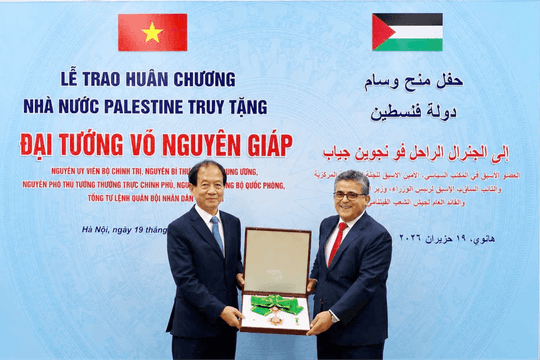 Lễ trao Huân chương của Nhà nước Palestine truy tặng Đại tướng Võ Nguyên Giáp