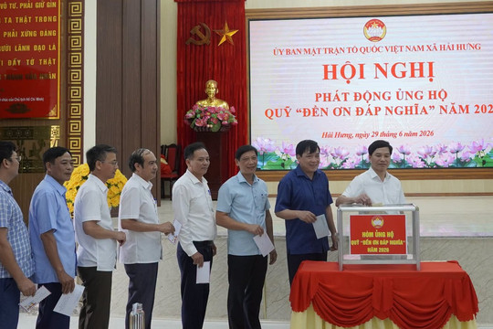Xã Hải Hưng vận động gần 60 triệu đồng ủng hộ Quỹ 'Đền ơn đáp nghĩa'