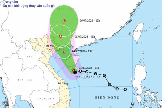 Bão số 1 mạnh cấp 9, tiến vào vịnh Bắc Bộ, gây mưa lớn diện rộng