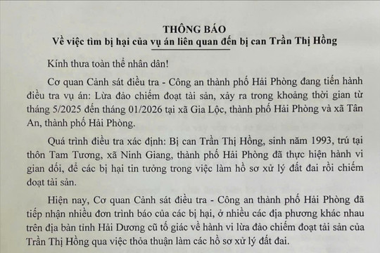 Tìm bị hại vụ lừa đảo làm hồ sơ đất đai