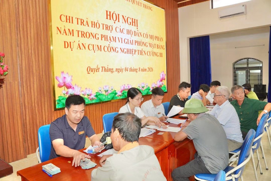 Chi trả tiền bồi thường, hỗ trợ giải phóng mặt bằng Dự án Cụm công nghiệp Tiên Cường III