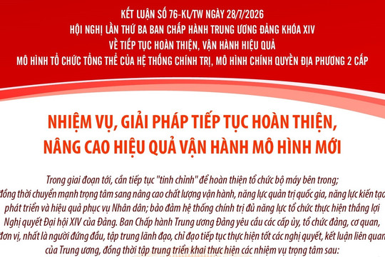 Nhiệm vụ, giải pháp tiếp tục hoàn thiện, nâng cao hiệu quả vận hành mô hình mới