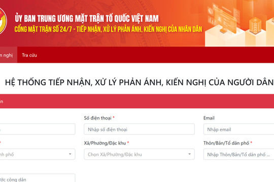 Cổng Mặt trận số 24/7 - Nơi người dân gửi phản ánh, kiến nghị