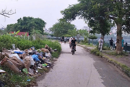 Hồ Phương Lưu nhếch nhác bởi cỏ dại, vỉa hè bong tróc